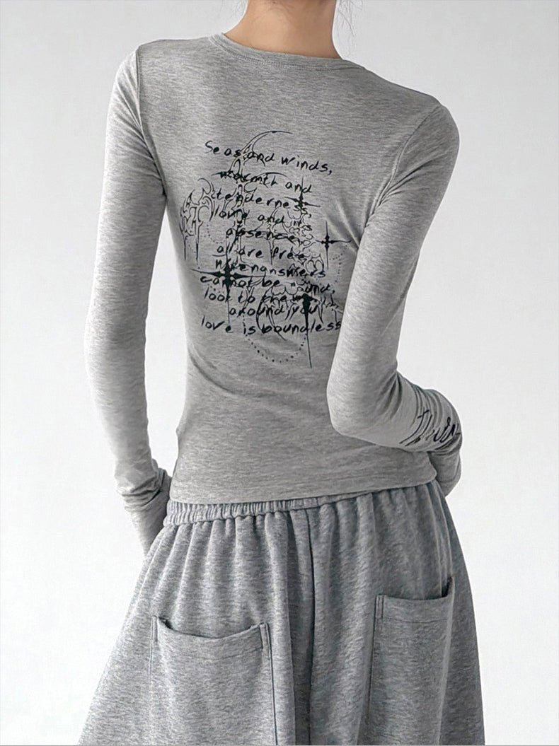 Script-Print Long-Sleeve Top - CT66246 - COPPING THREADS - CT ORIGINALS
