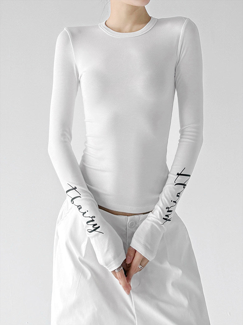 Script-Print Long-Sleeve Top - CT66246 Secondary image