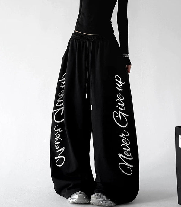 Script-Print Wide-Leg Sweatpants - COPPING THREADS - CT ORIGINALS