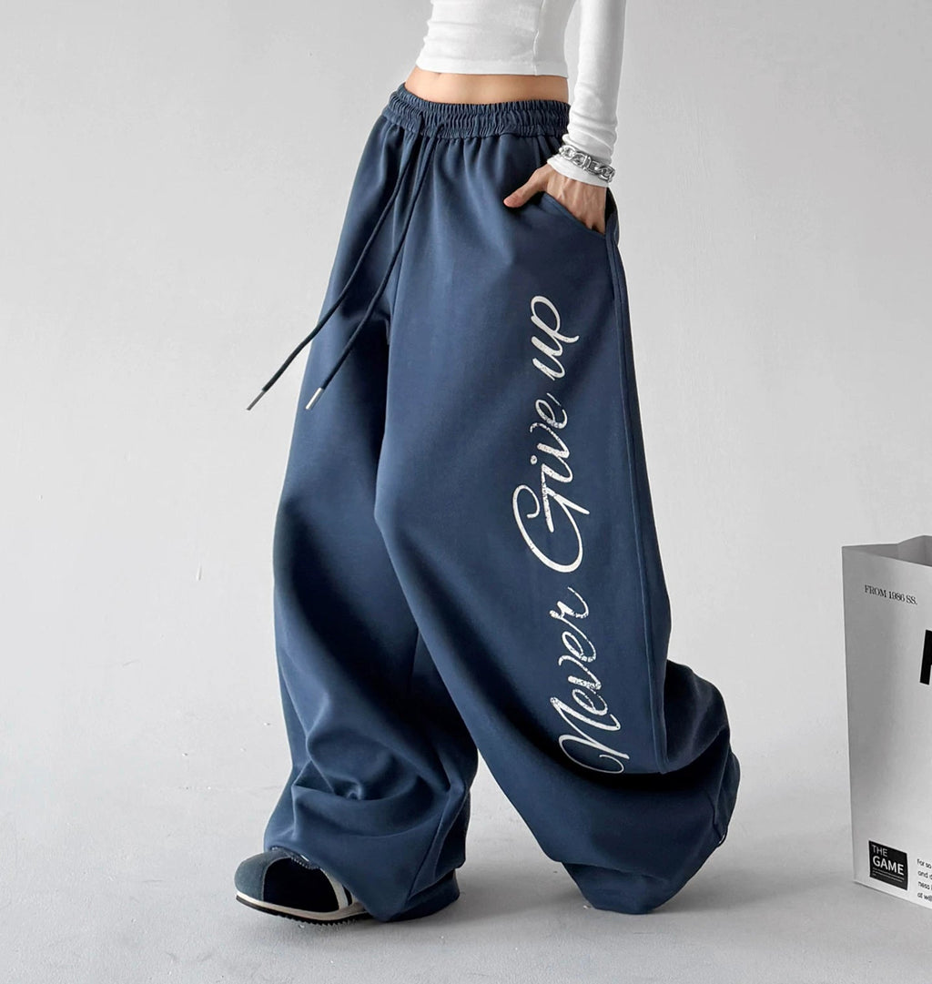Script-Print Wide-Leg Sweatpants - COPPING THREADS - CT ORIGINALS