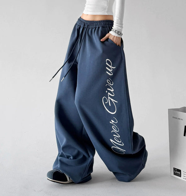 Script-Print Wide-Leg Sweatpants - COPPING THREADS - CT ORIGINALS