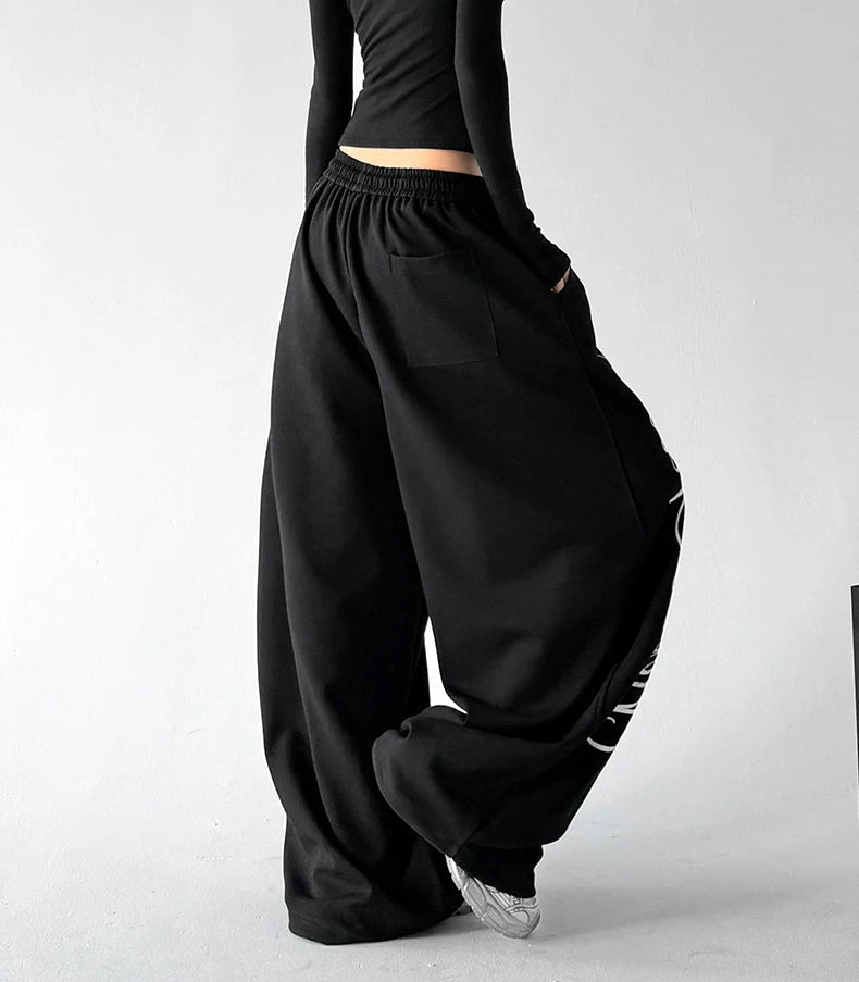 Script-Print Wide-Leg Sweatpants - COPPING THREADS - CT ORIGINALS