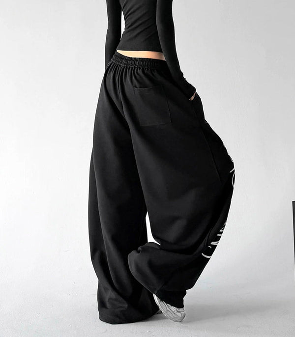Script-Print Wide-Leg Sweatpants - COPPING THREADS - CT ORIGINALS