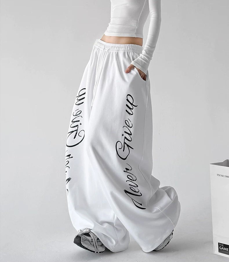 Script-Print Wide-Leg Sweatpants - COPPING THREADS - CT ORIGINALS