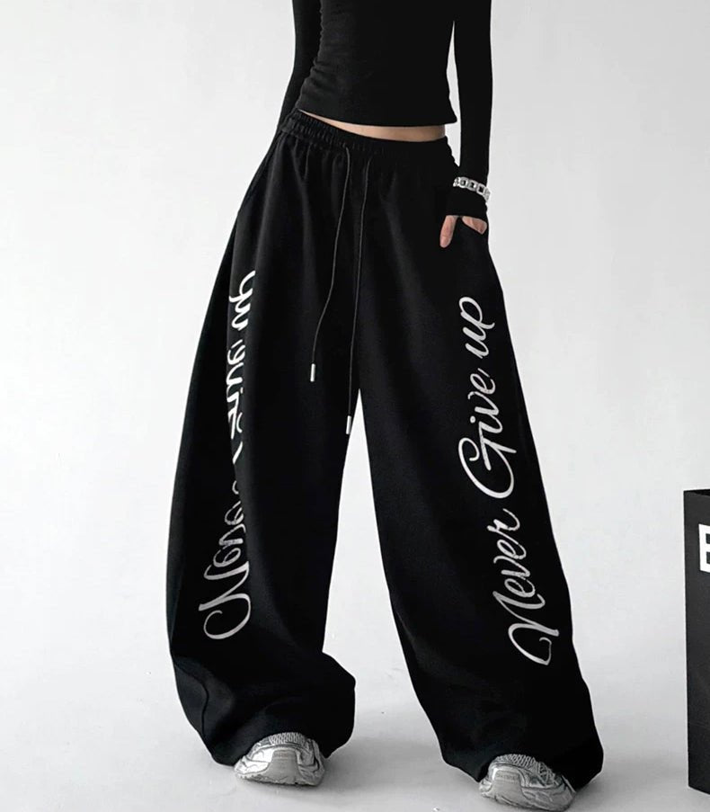 Script-Print Wide-Leg Sweatpants - COPPING THREADS - CT ORIGINALS