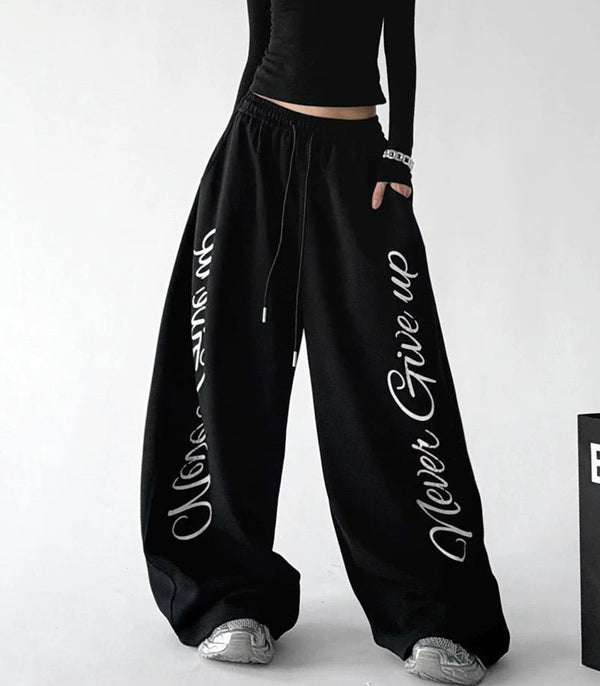 Script-Print Wide-Leg Sweatpants - COPPING THREADS - CT ORIGINALS