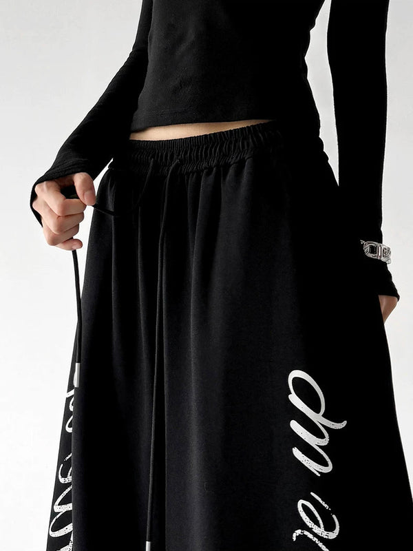 Script-Print Wide-Leg Sweatpants - COPPING THREADS - CT ORIGINALS