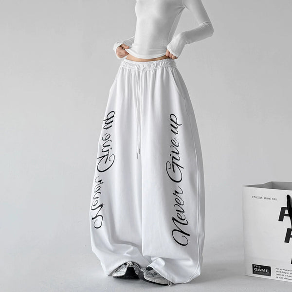 Script-Print Wide-Leg Sweatpants - COPPING THREADS - CT ORIGINALS