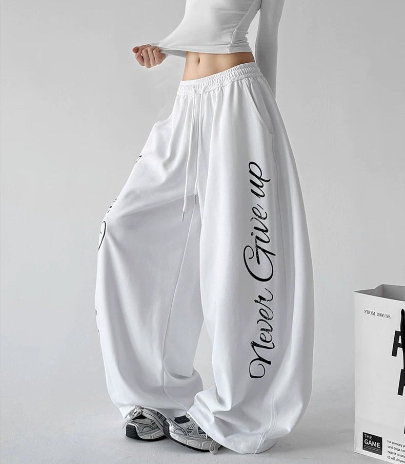 Script-Print Wide-Leg Sweatpants - COPPING THREADS - CT ORIGINALS
