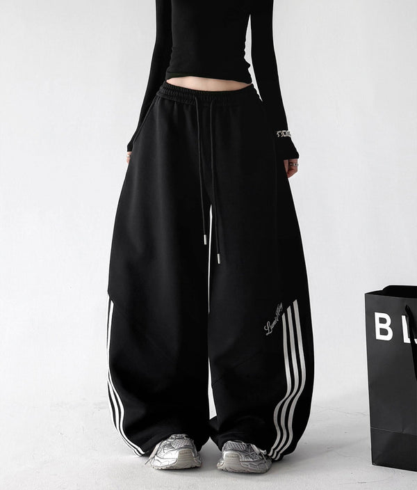 Script-Stripe Wide-Leg Sweatpants - CT66213 - COPPING THREADS - CT ORIGINALS