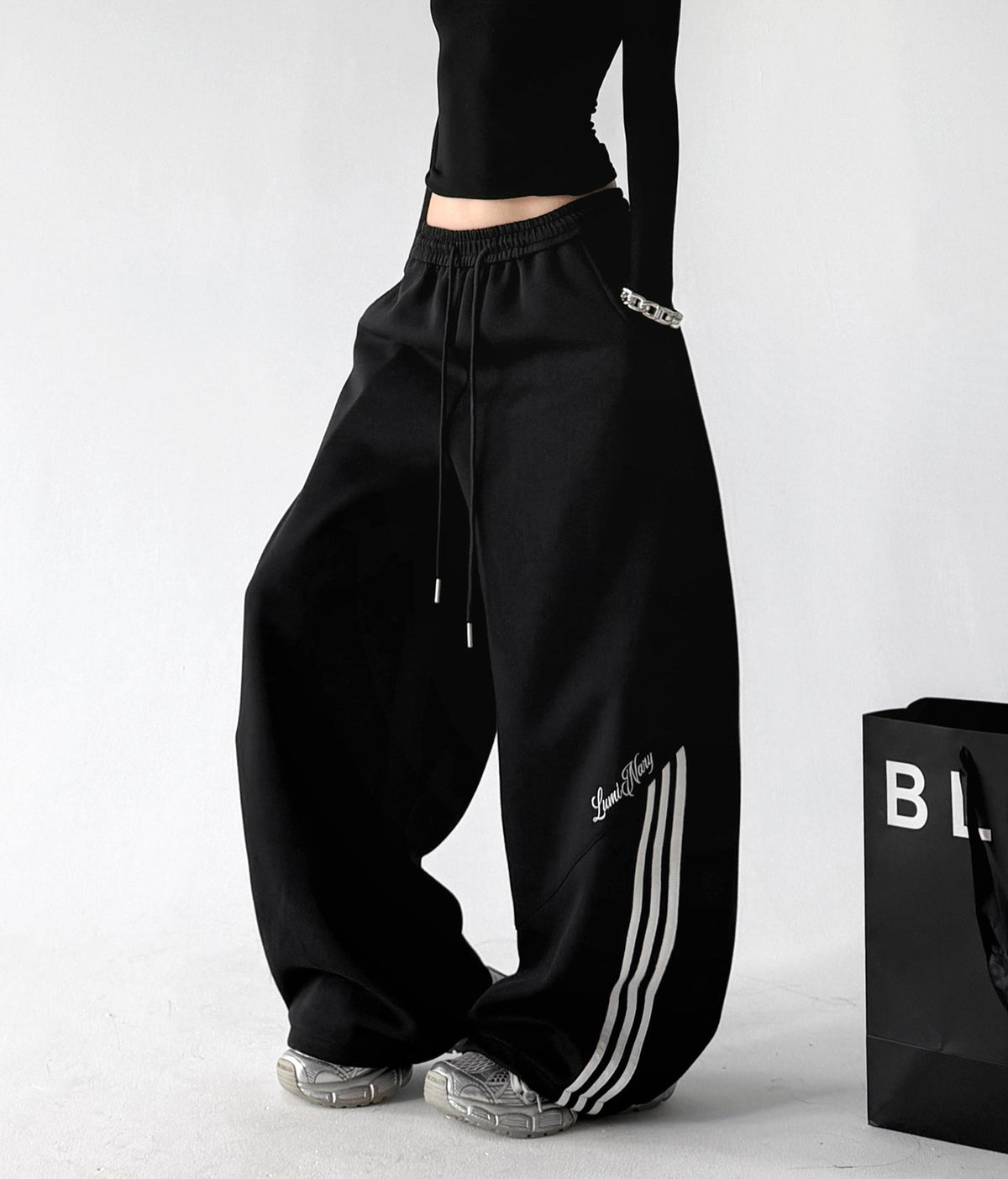 Script-Stripe Wide-Leg Sweatpants - CT66213 - COPPING THREADS - CT ORIGINALS