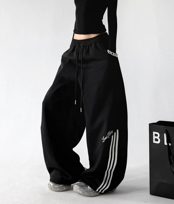 Script-Stripe Wide-Leg Sweatpants - CT66213 - COPPING THREADS - CT ORIGINALS