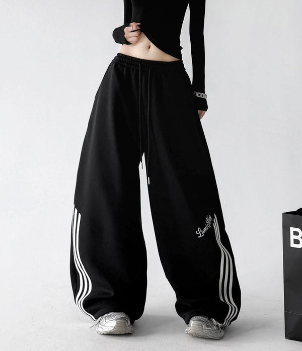 Script-Stripe Wide-Leg Sweatpants - CT66213 - COPPING THREADS - CT ORIGINALS