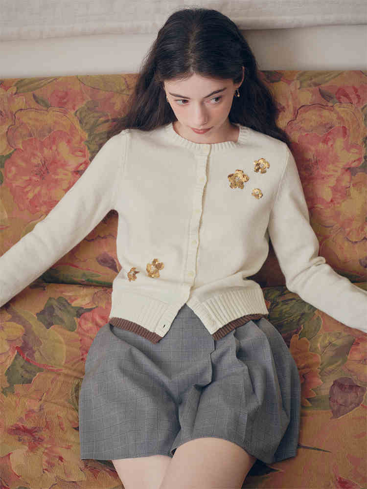 Sequin Embroidered Floral Knit Cardigan - COPPING THREADS - CHICISLAND