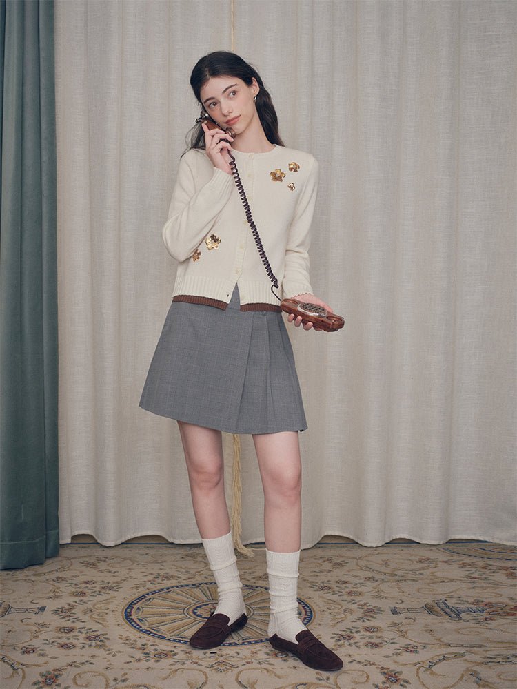 Sequin Embroidered Floral Knit Cardigan - COPPING THREADS - CHICISLAND