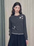 Sequin Embroidered Floral Knit Cardigan - COPPING THREADS - CHICISLAND