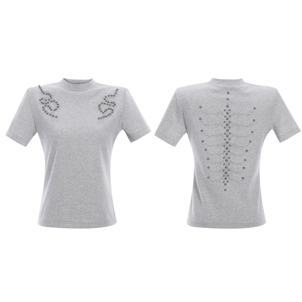 Sero Cotton Studded Spine Embroidered Tee - COPPING THREADS - ArguE CulturE