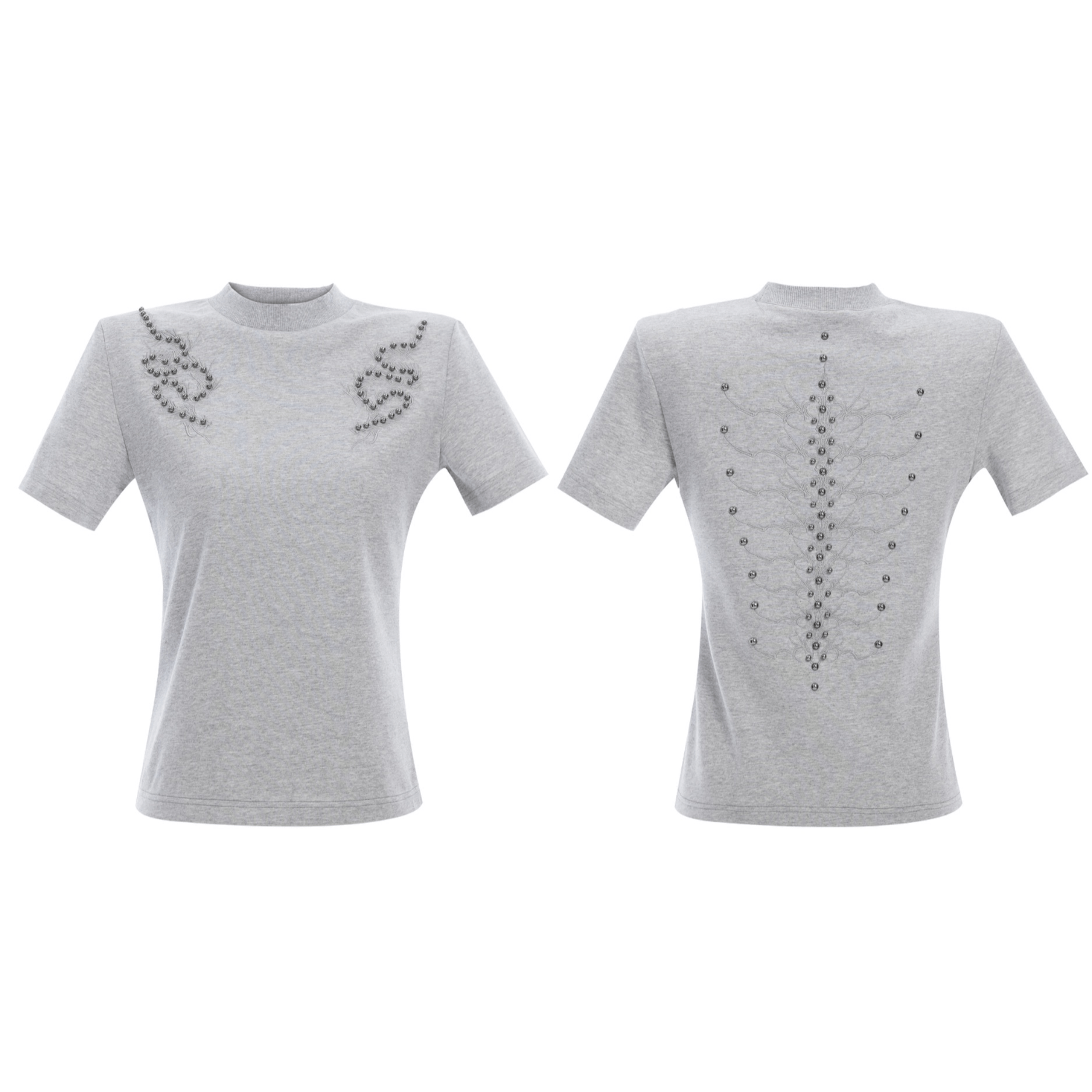 Sero Cotton Studded Spine Embroidered Tee - COPPING THREADS - ArguE CulturE