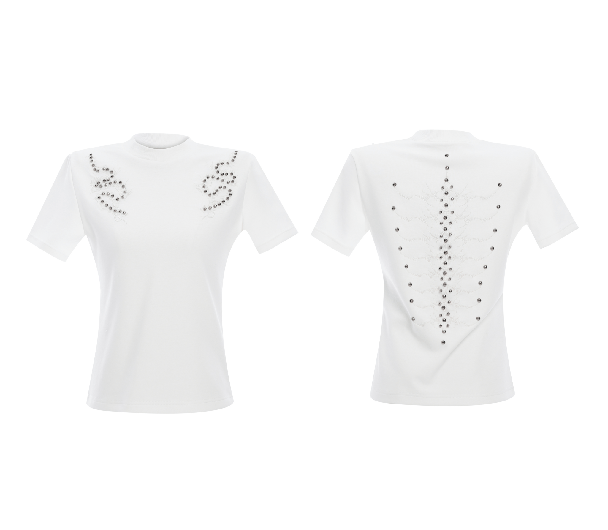 Sero Cotton Studded Spine Embroidered Tee - COPPING THREADS - ArguE CulturE