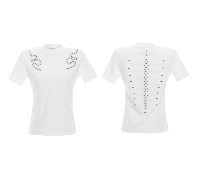 Sero Cotton Studded Spine Embroidered Tee Main Image