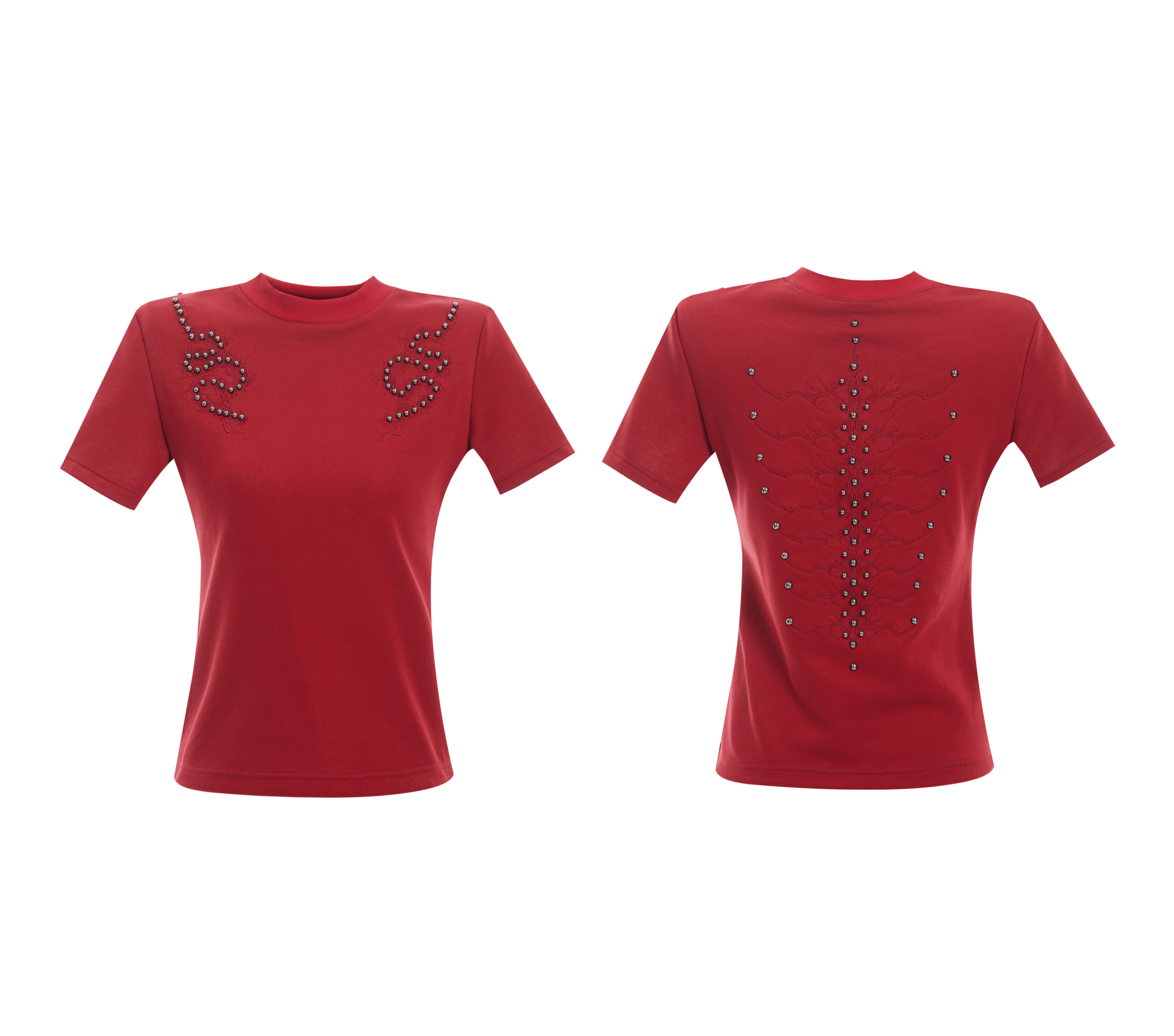 Sero Cotton Studded Spine Embroidered Tee - COPPING THREADS - ArguE CulturE