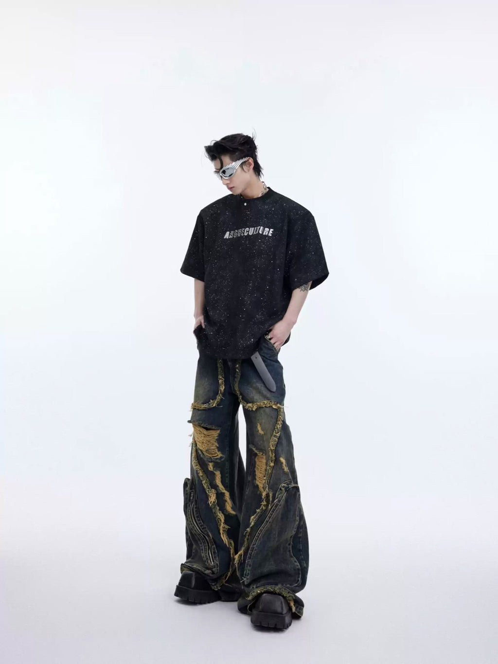 Shimmer Graphic Padded-Shoulder T-Shirt - COPPING THREADS - Argue Culture