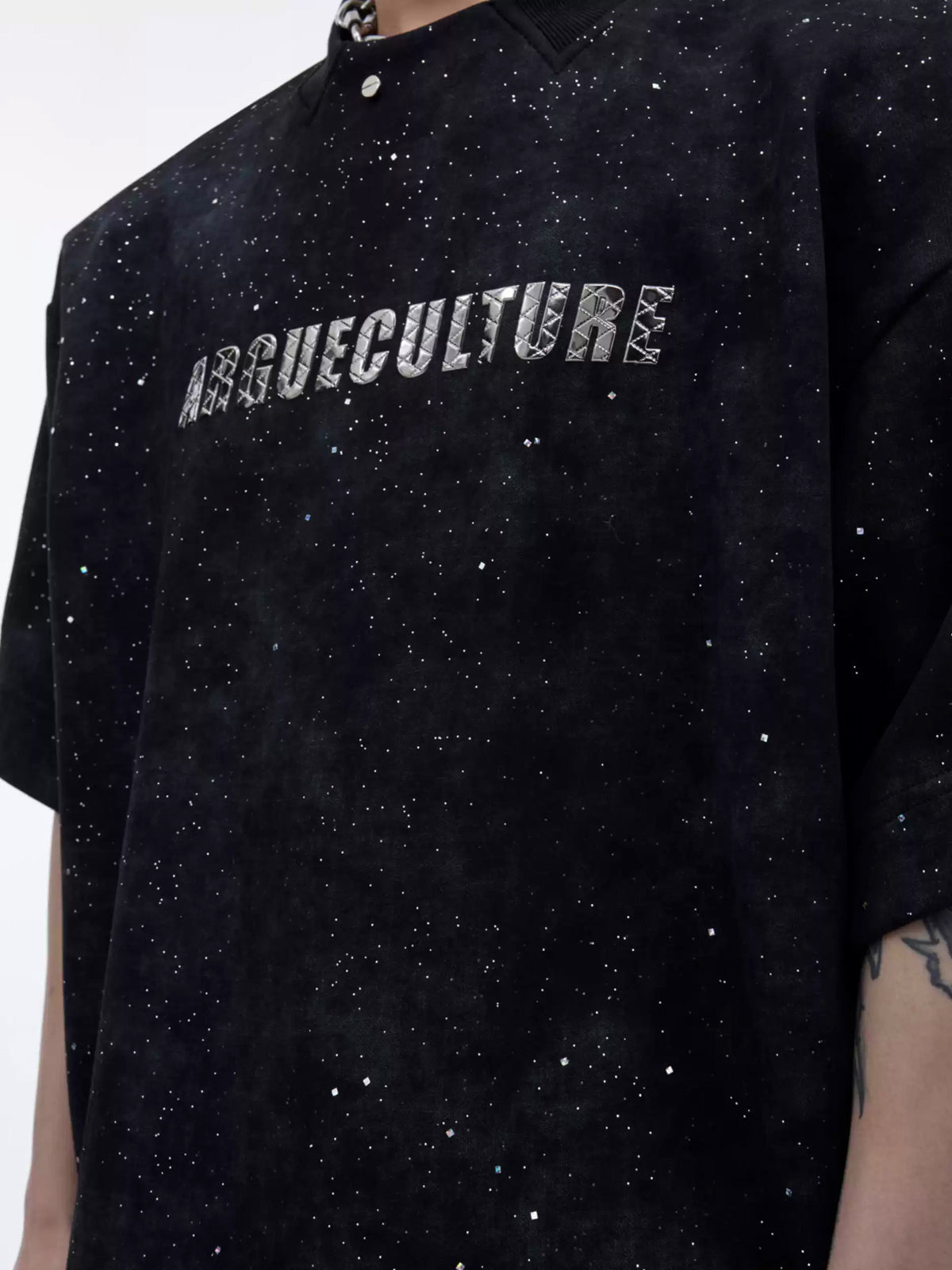 Shimmer Graphic Padded-Shoulder T-Shirt - COPPING THREADS - Argue Culture