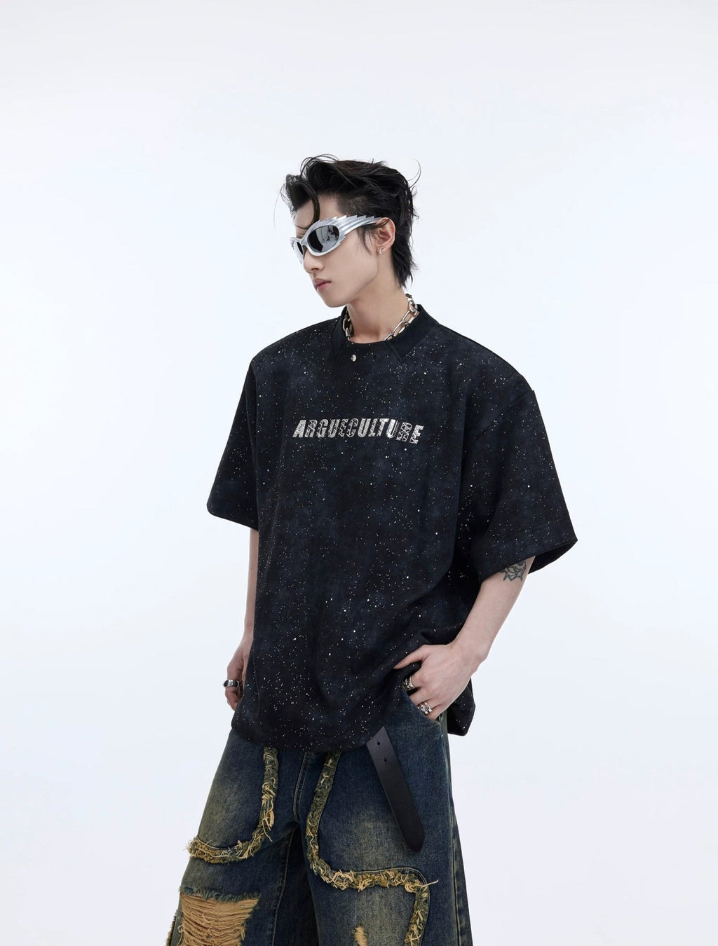 Shimmer Graphic Padded-Shoulder T-Shirt - COPPING THREADS - Argue Culture