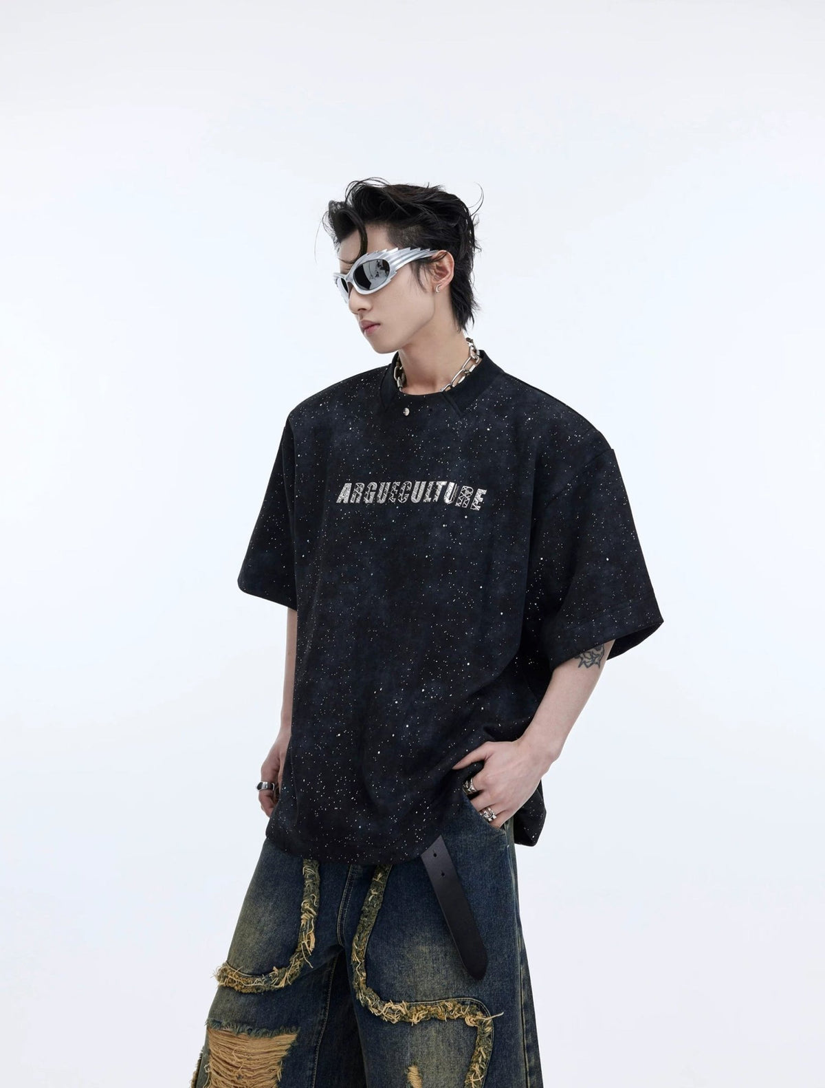 Shimmer Graphic Padded-Shoulder T-Shirt - COPPING THREADS - Argue Culture
