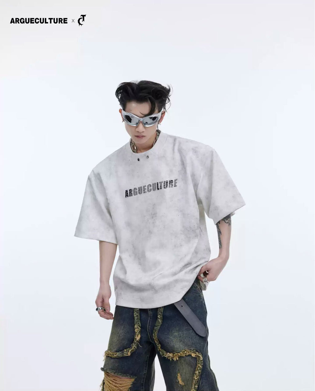 Shimmer Graphic Padded-Shoulder T-Shirt - COPPING THREADS - Argue Culture