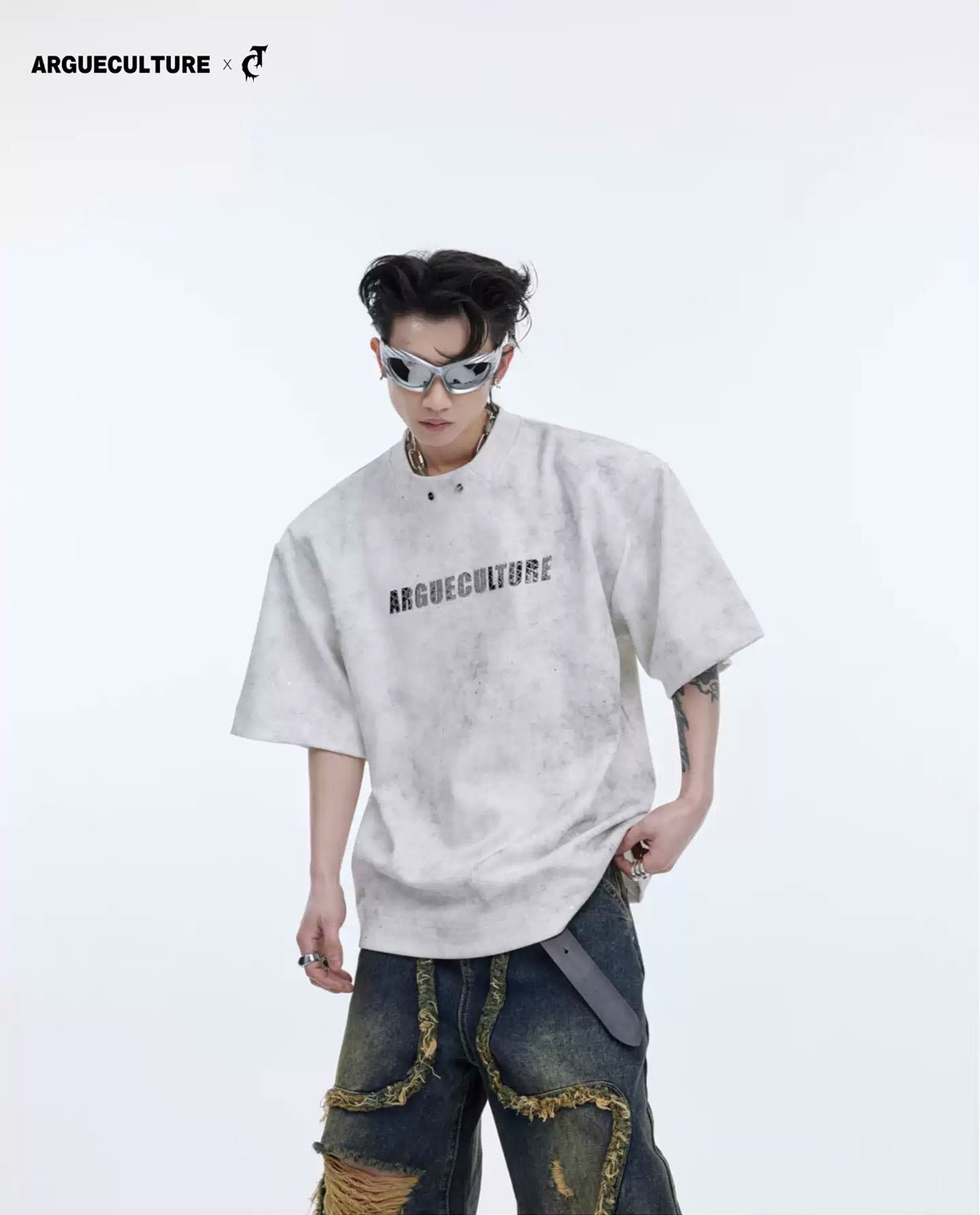 Shimmer Graphic Padded-Shoulder T-Shirt - COPPING THREADS - Argue Culture