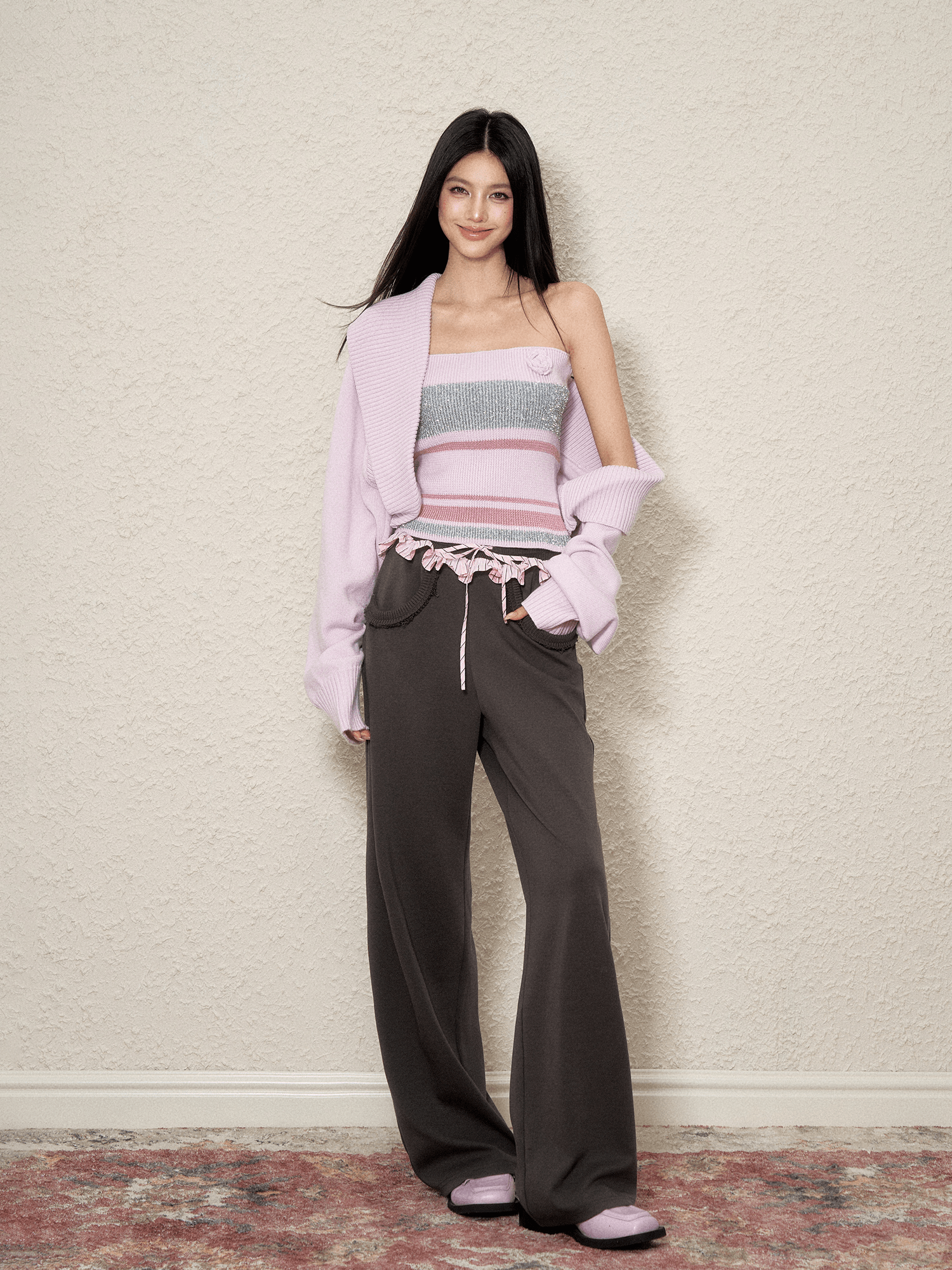 Shimmer Stripe Knit Cami & Cardigan Set - COPPING THREADS - AGAM