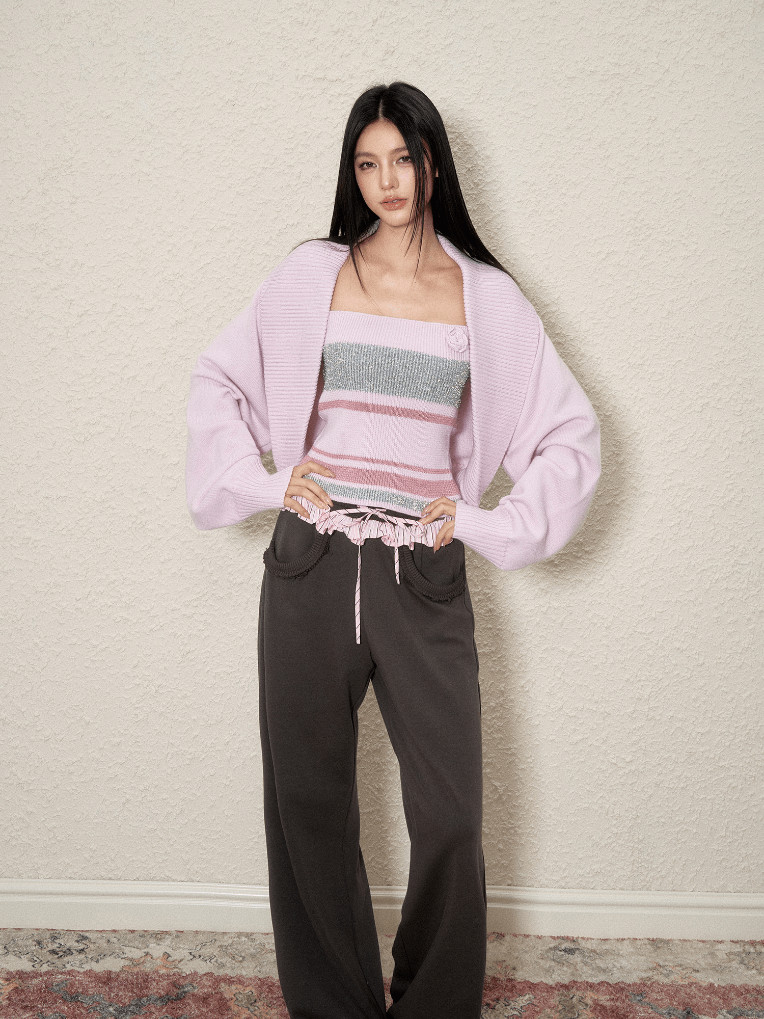 Shimmer Stripe Knit Cami & Cardigan Set - COPPING THREADS - AGAM