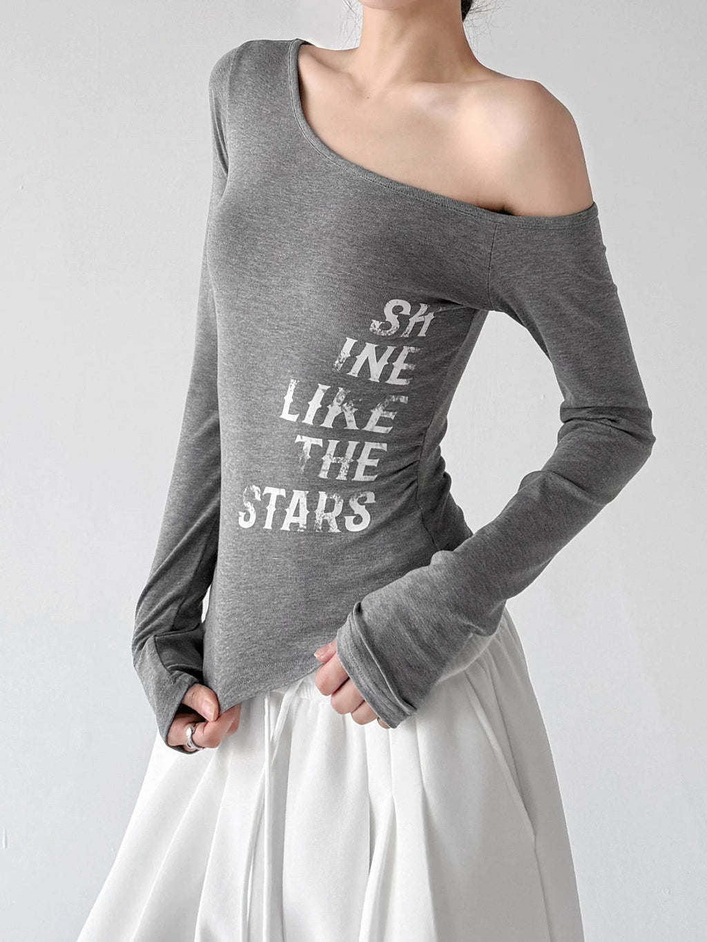 Shine Like the Stars Off-Shoulder Long-Sleeve T-Shirt - COPPING THREADS - CT ORIGINALS