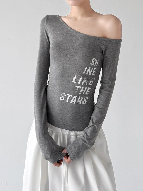 Shine Like the Stars Off-Shoulder Long-Sleeve T-Shirt - COPPING THREADS - CT ORIGINALS