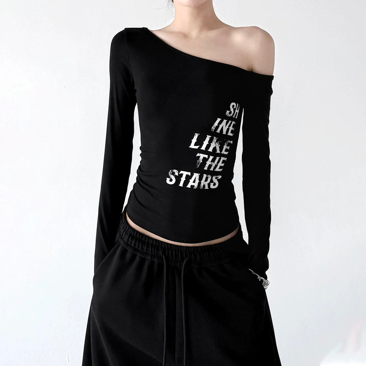 Shine Like the Stars Off-Shoulder Long-Sleeve T-Shirt - COPPING THREADS - CT ORIGINALS Main image