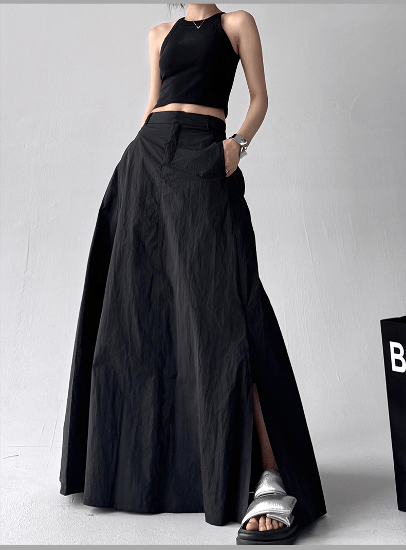 Side Slit High - Waist Utility A - Line Maxi Skirt - COPPING THREADS - CT Select