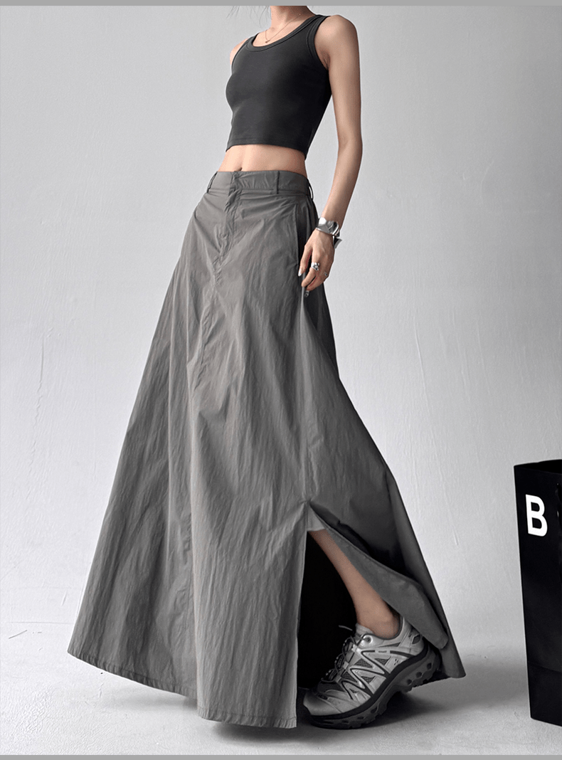 Side Slit High - Waist Utility A - Line Maxi Skirt - COPPING THREADS - CT Select