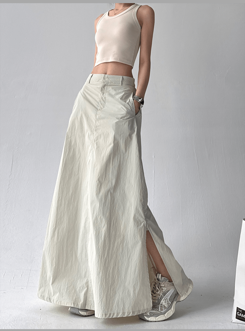 Side Slit High - Waist Utility A - Line Maxi Skirt - COPPING THREADS - CT Select