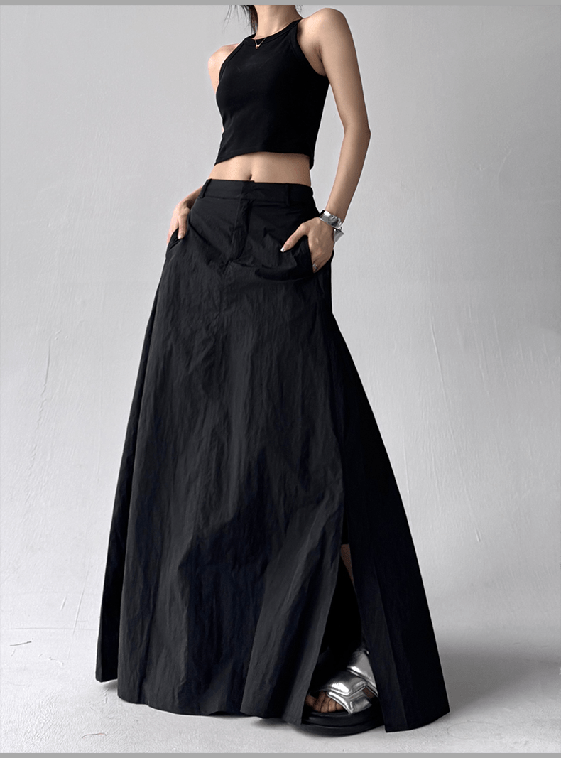 Side Slit High - Waist Utility A - Line Maxi Skirt - COPPING THREADS - CT Select