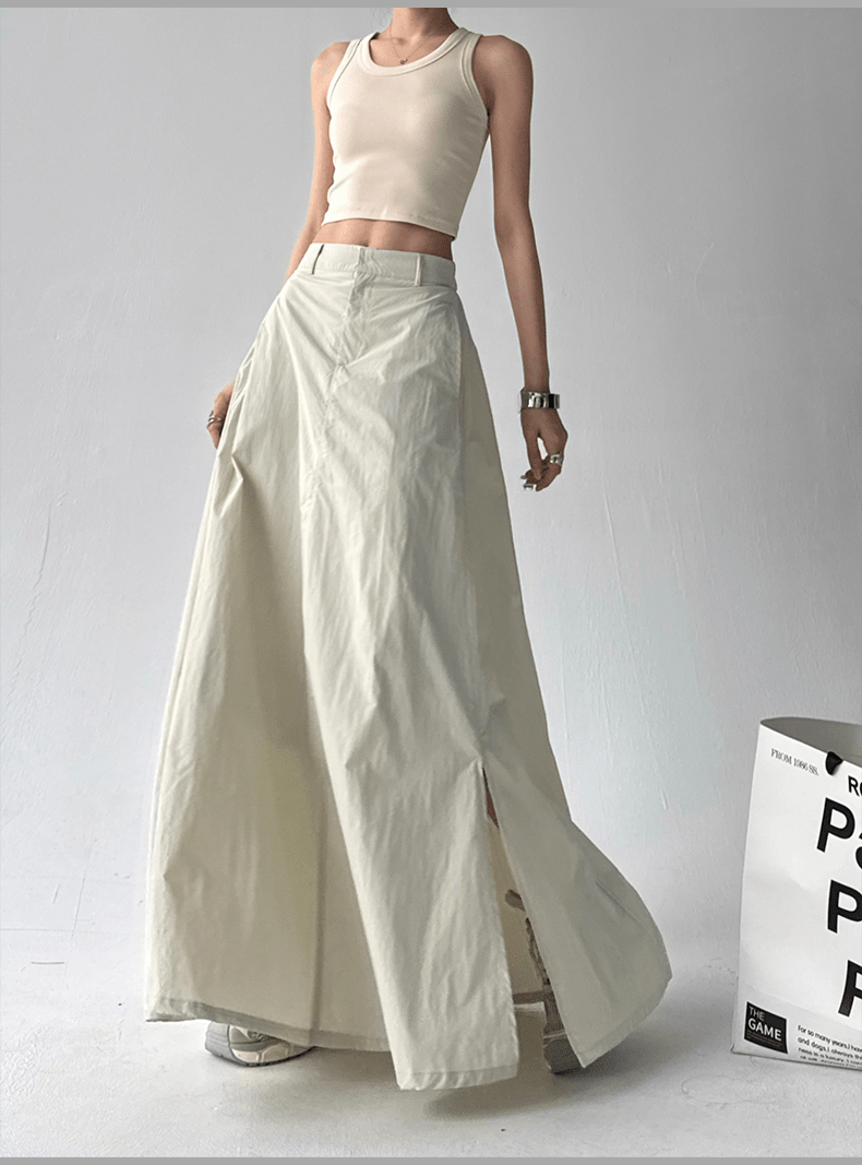 Side Slit High - Waist Utility A - Line Maxi Skirt - COPPING THREADS - CT Select