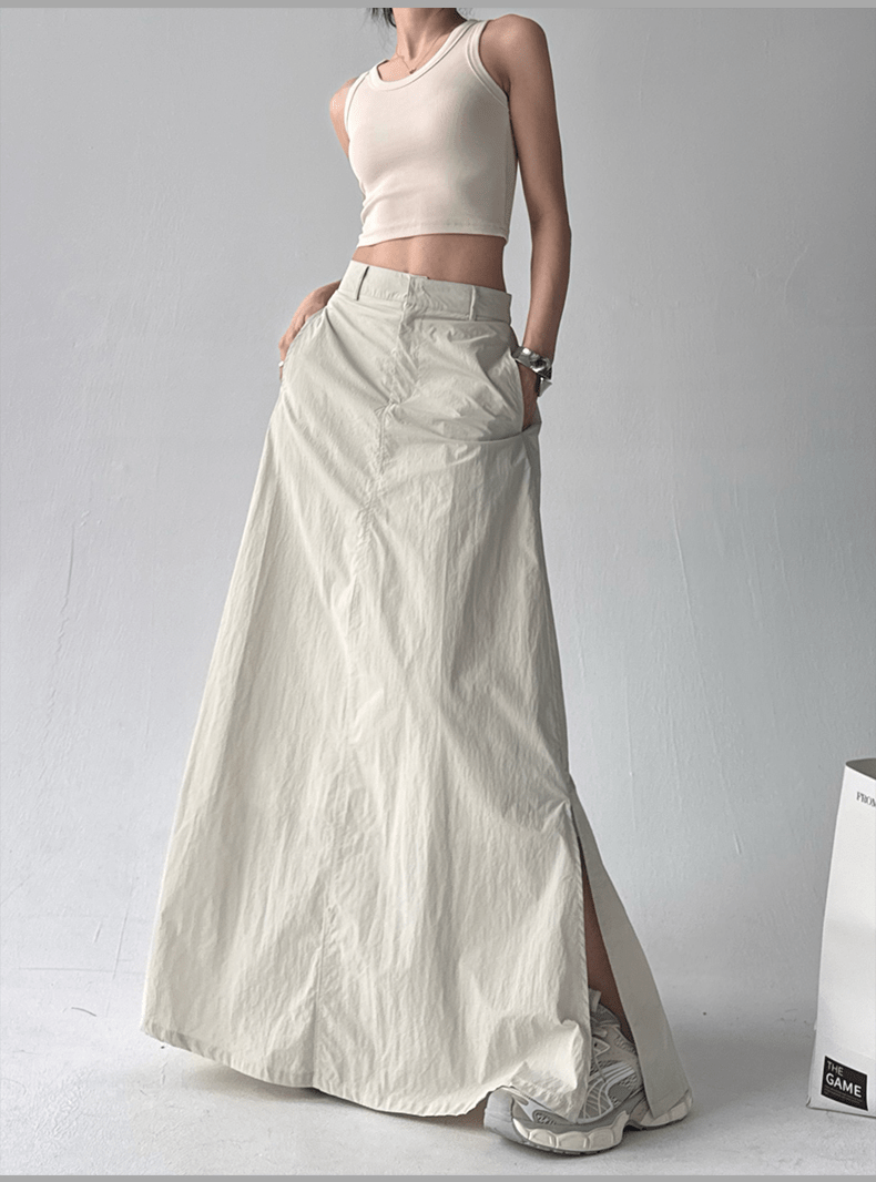 Side Slit High - Waist Utility A - Line Maxi Skirt - COPPING THREADS - CT Select