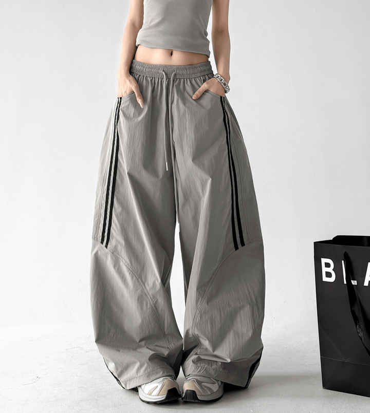 Side Stripe Hiking Wide Leg Pants - CT6233