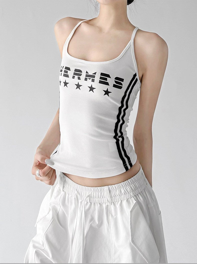 Side-Stripe Letter Print Tank Top - CT66114 - COPPING THREADS - CT ORIGINALS