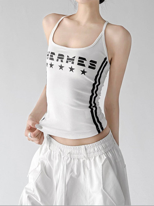 Side-Stripe Letter Print Tank Top - CT66114 - COPPING THREADS - CT ORIGINALS