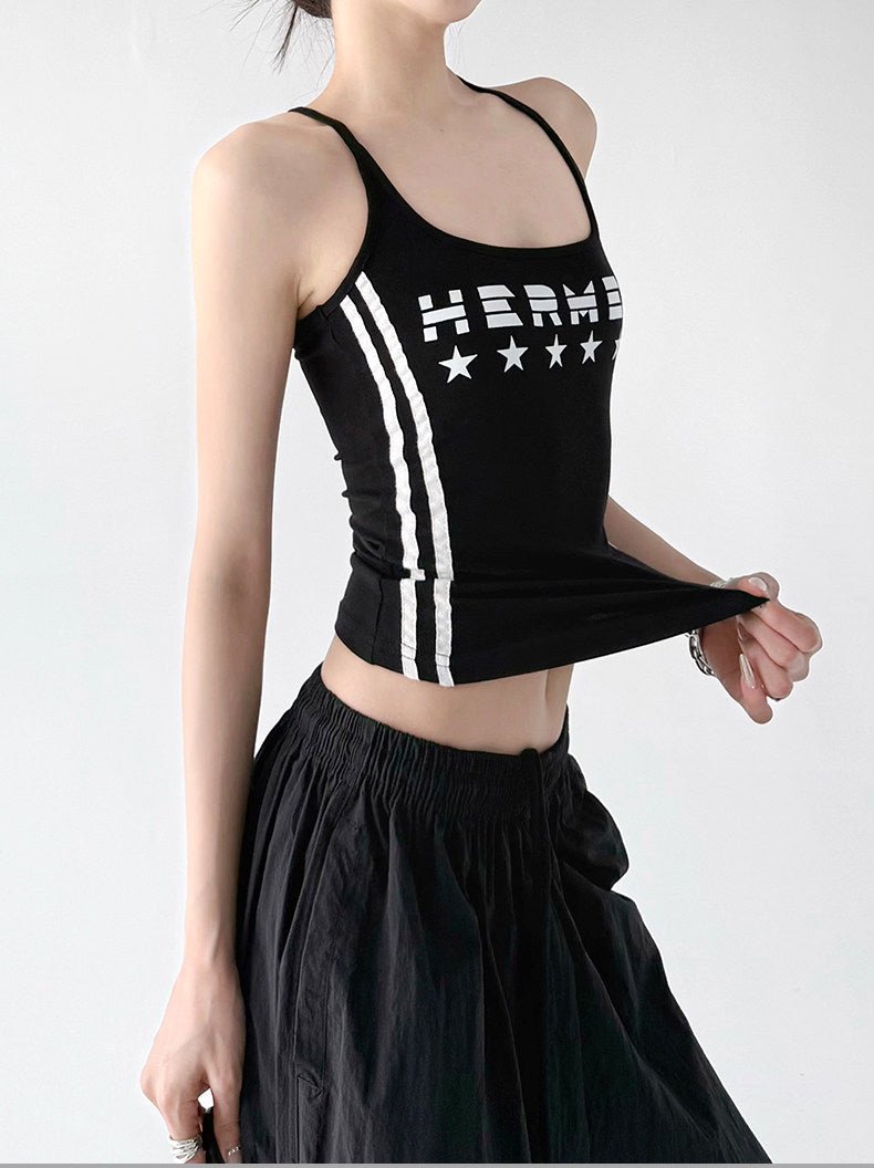 Side-Stripe Letter Print Tank Top - CT66114 - COPPING THREADS - CT ORIGINALS