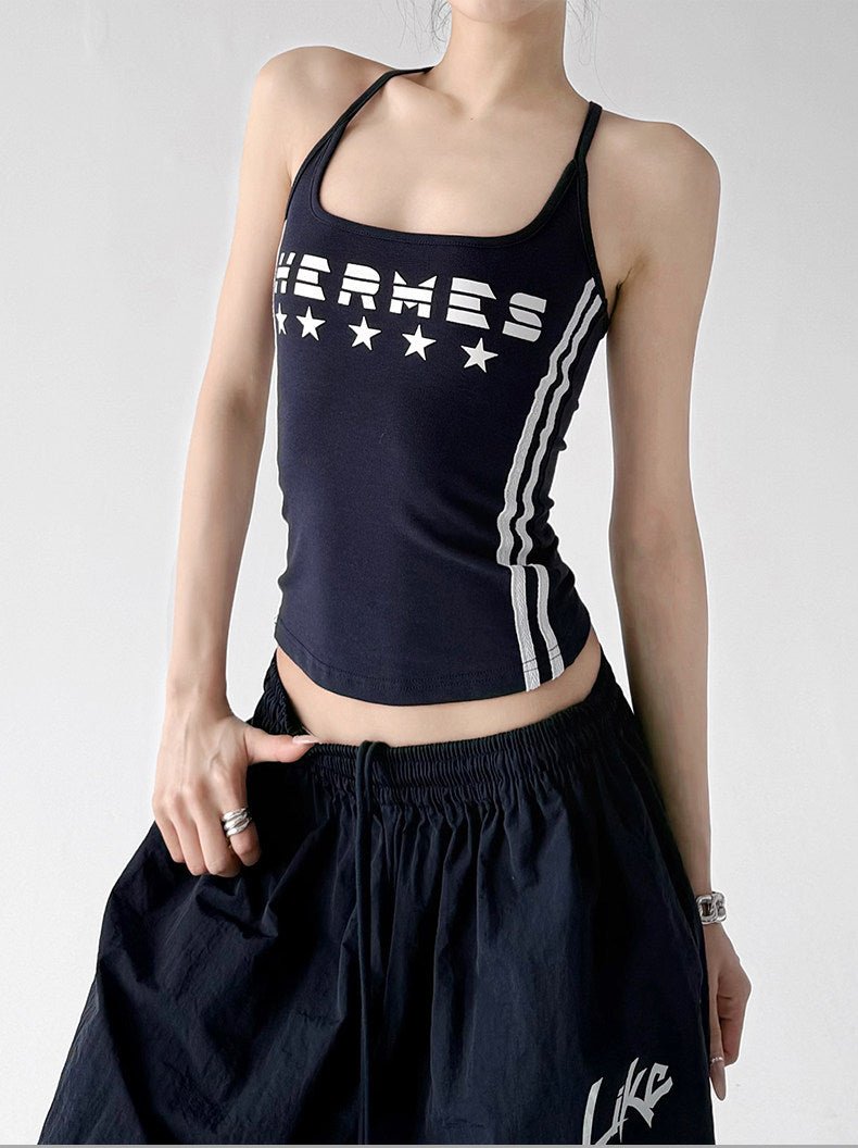 Side-Stripe Letter Print Tank Top - CT66114 - COPPING THREADS - CT ORIGINALS