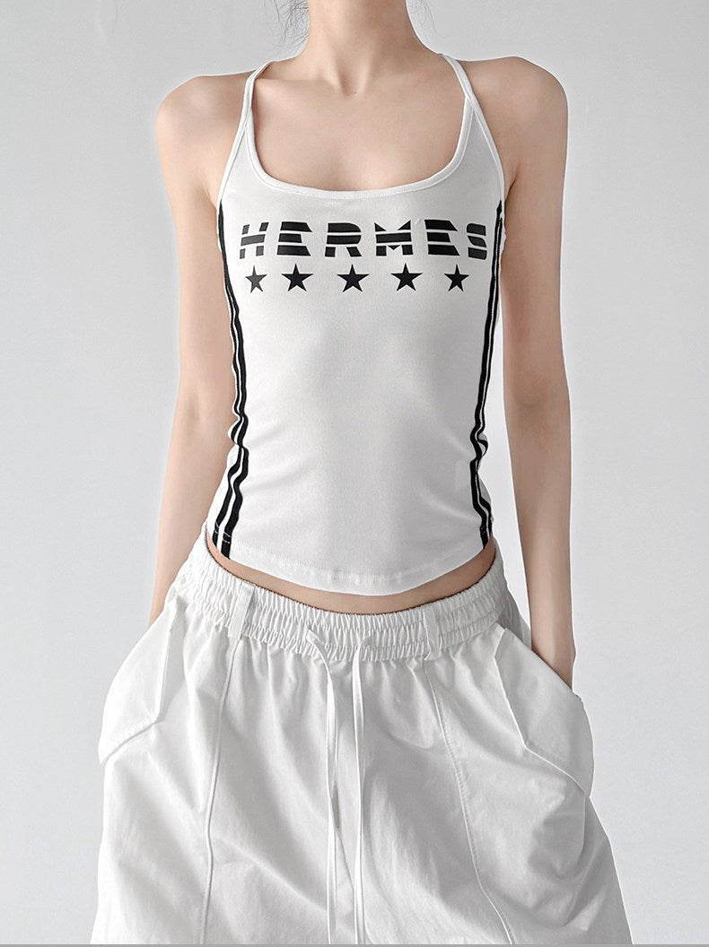 Side-Stripe Letter Print Tank Top - CT66114 - COPPING THREADS - CT ORIGINALS