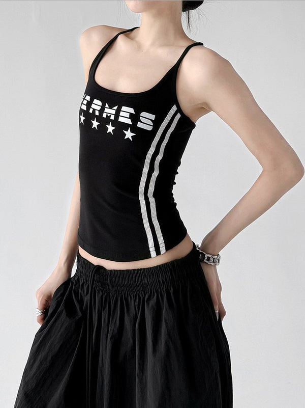 Side-Stripe Letter Print Tank Top - CT66114 - COPPING THREADS - CT ORIGINALS