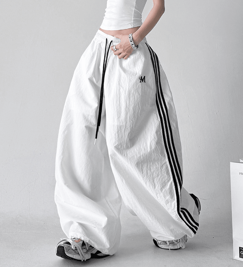 Side Stripes Wide Leg Drawstring Pants - COPPING THREADS - CT Select